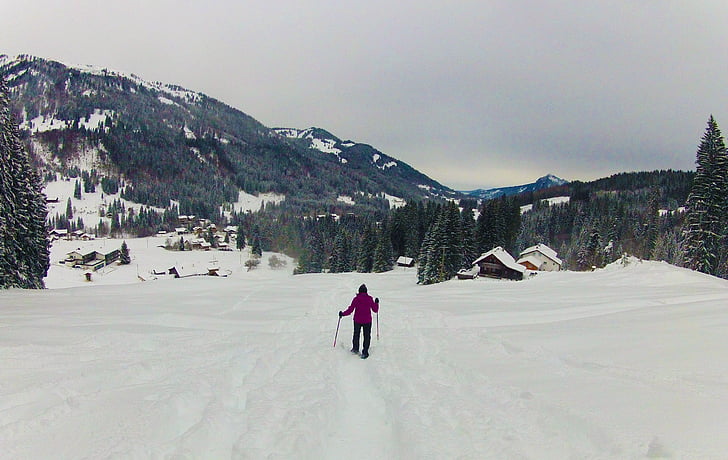 Sniegbačių, snowshoeing, sniego, kalnai, žiemos žygiai pėsčiomis, žygiai pėsčiomis, šaldymo
