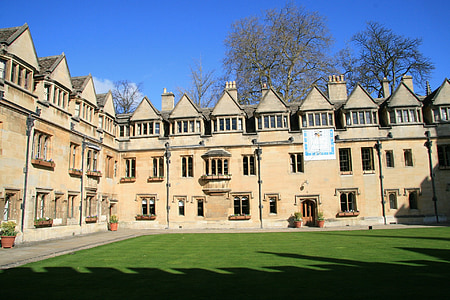 Oxford, England, Courtyard, Storbritannien, arkitektur, Oxfordshire, Europa