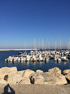 Porto, pedras, ancoragem, vista para o mar, férias, bota, cais