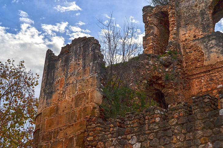 Castell, pedres, paret, vell, ruïnes