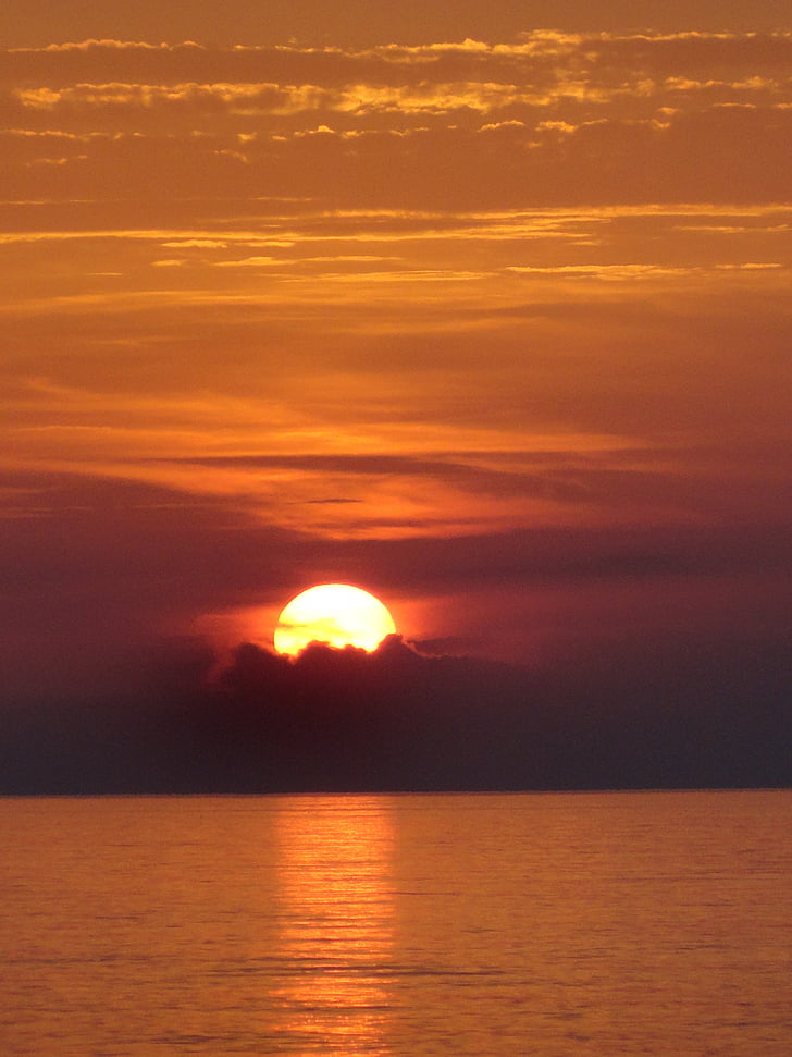 puesta de sol, mar, el mar Báltico