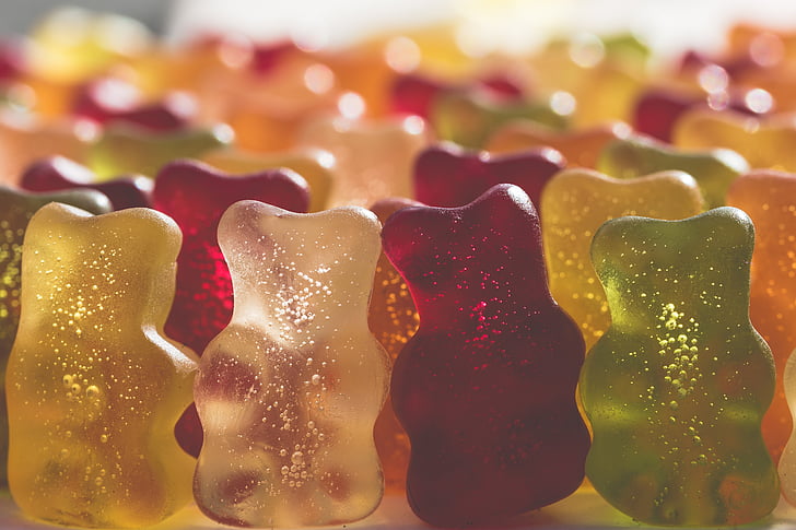 Gummibärchen, Gummi bears, Candy, édesség, finom, Gyümölcs kisselek, Haribo