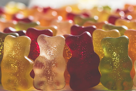 gummibärchen, gummi bears, godteri, sødme, deilig, frukt gelé, HARIBO