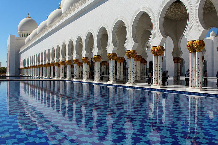 mosque, reflecting pool, reflection, pool, palace, grand mosque, muslim