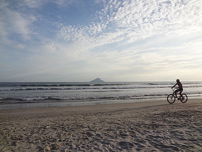海滩, 假期, 自行车, 夏季, 贝拉 mar, 热, 沙子