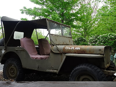 militaire, Jeep, historique, véhicule, aumônier Vintage jeep