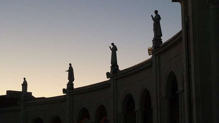 szobrok, sziluettjét, épület, építészet, Fatima, Portugália