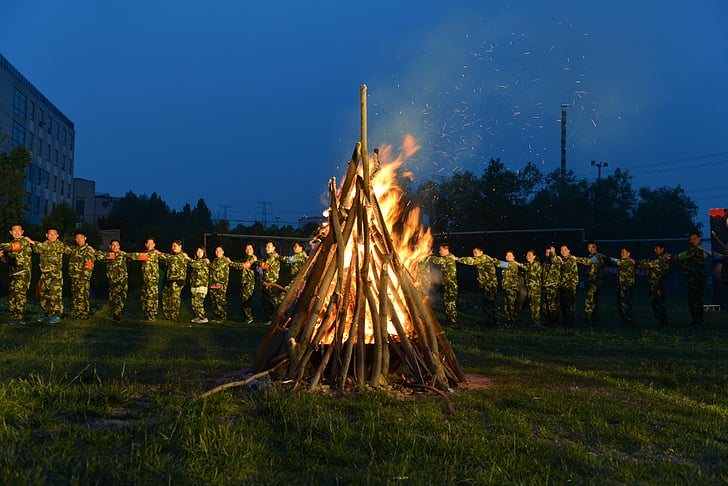 the bonfire, camping, celebrations, military