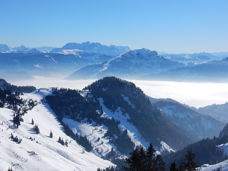 Alpine, vuoret, maisema, Talvinen, Itävalta, talvi, lumi