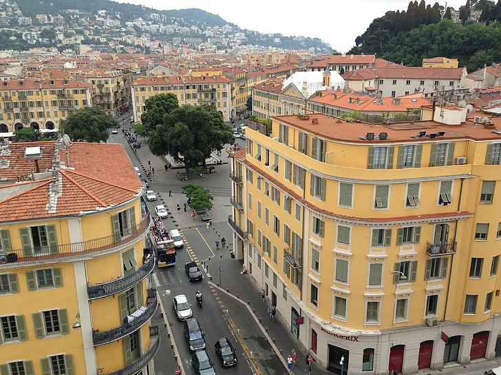 Trevligt, staden, Frankrike, Côte d ' azur, fasader, utsikt över staden