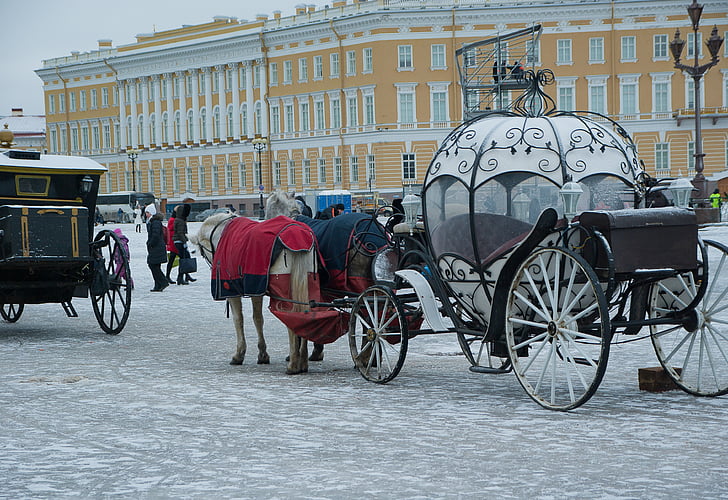 Oroszország, Saint-petersburg, kocsik, a hermitage palotája, Palota tér, szállítás, a szállítási mód
