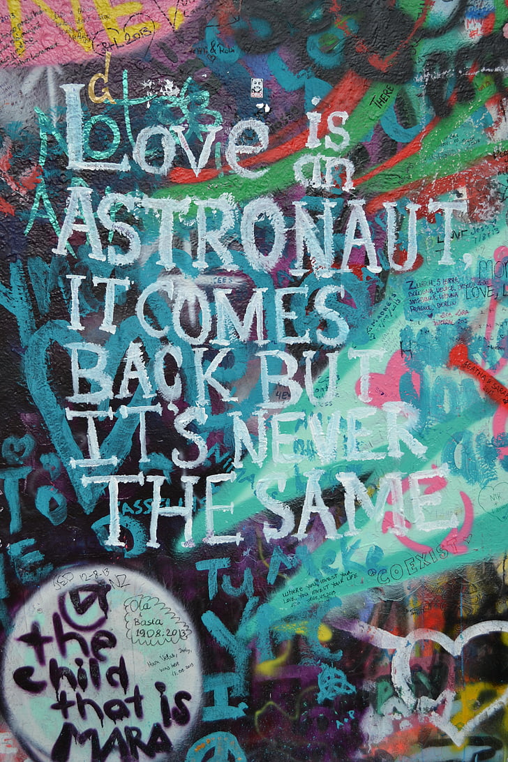 Lennon wall, Prag, Graffiti, Kärlek, spray, symbol, Urban