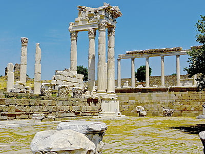 ruins, columns, pergamon, archaeological, civilization, history, heritage