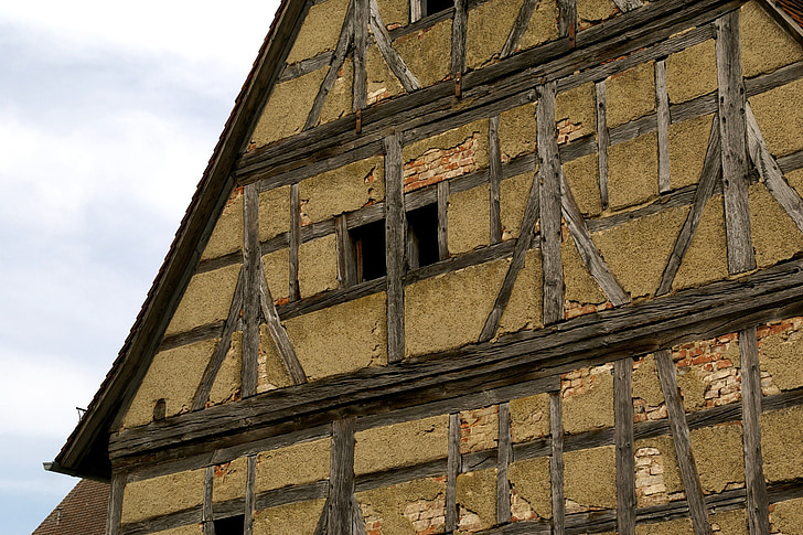 Tu viện heiligkreuztal, gỗ khung, ngôi nhà, xây dựng, Gable, pediment, cũ