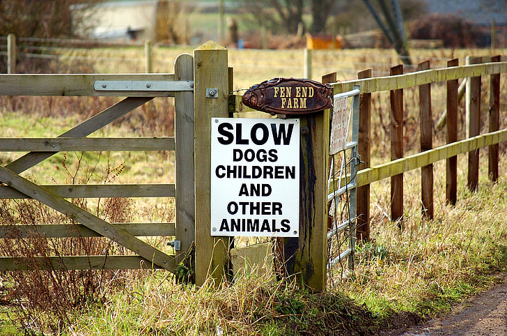 sign, humor, funny, nature, outside, field, fence