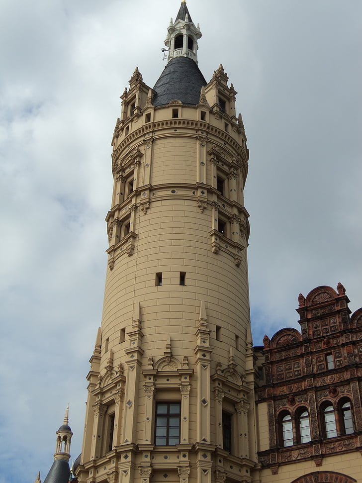 Schwerin, lâu đài, tháp, kiến trúc, địa điểm nổi tiếng, ngoại thất xây dựng