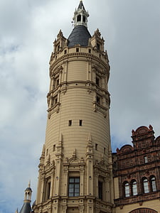 Schwerin, pils, tornis, arhitektūra, slavena vieta, ēkas ārpusi