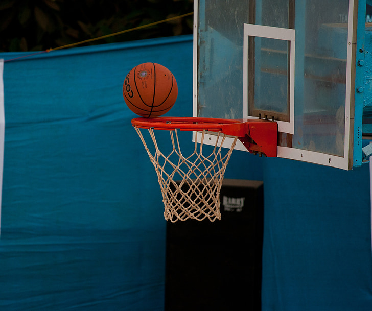 kosárlabda, nettó, labda, gyűrű, kiegyensúlyozott, játék, sport