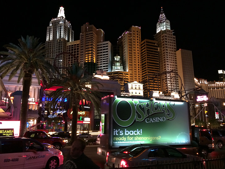 Las Vegas strip, Nacht, Wolkenkratzer, Kasino, Las Vegas, Glücksspiel, Neon