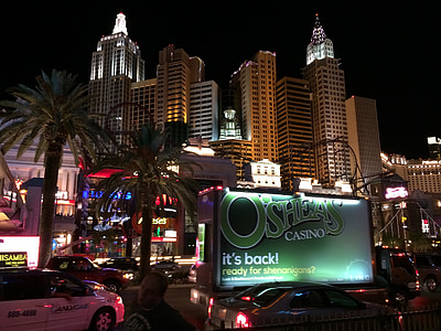 strip de las vegas, à noite, arranha-céus, cassino, Las Vegas, jogos de azar, néon