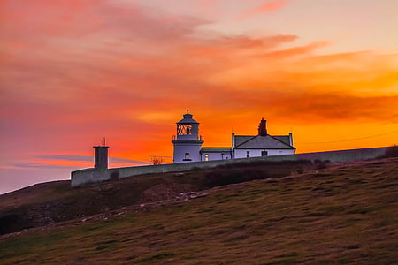 durlston lighthouse, západ slnka, Sky