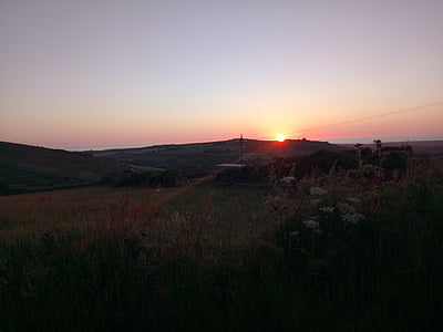 puesta de sol, Cornwall, Redruth