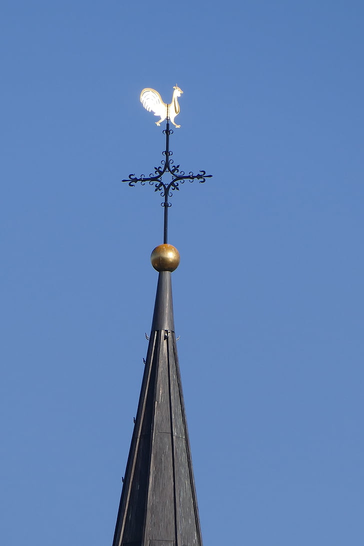 crkveni toranj, veliki, Hahn, Zlatni, svijetle, plavo nebo