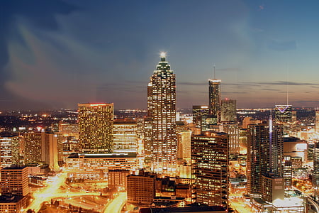 Atlanta, Geórgia, linha do horizonte, cidade, edifícios, arranha-céus, arranha-céu