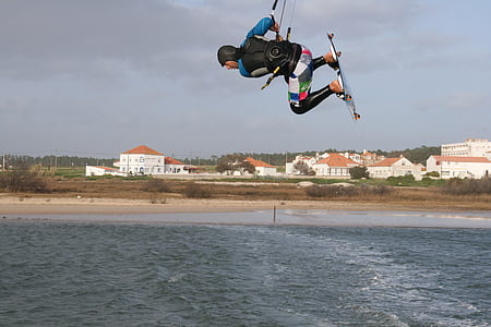 kitsurf, rybník v saint andrew, Portugalsko