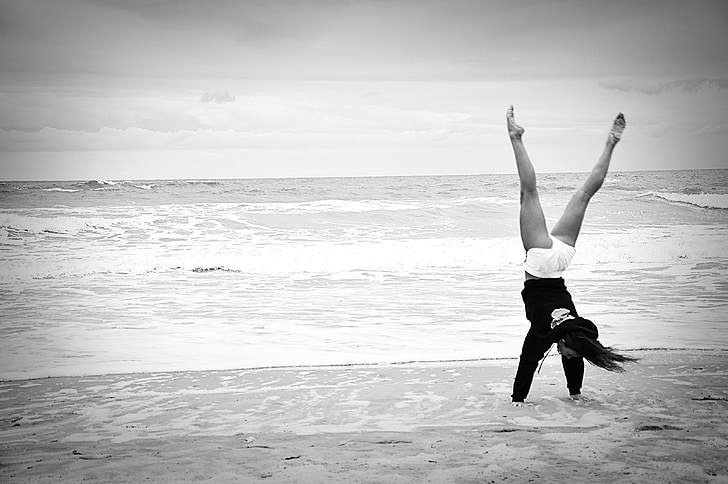 gimnasta, platja, oceà, gimnàs, l'aire lliure, estil de vida, Mar