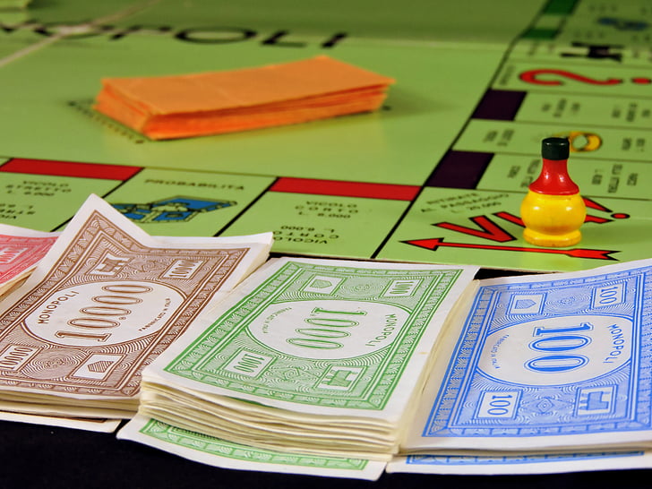 spēlēt, galda spēle, monopols, nauda, tirdzniecība, spēle, neparedzētas