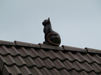 кішка, деко, дах, фігура, прикраса