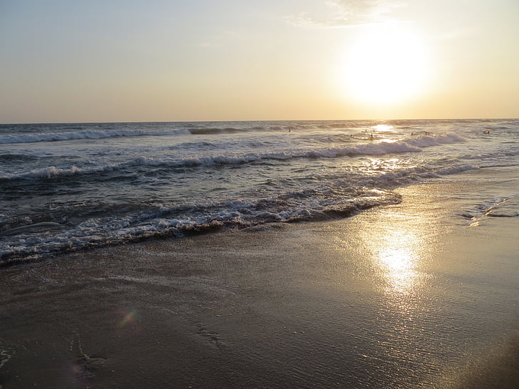Sunset, Beach, solen, sand, liv, havet