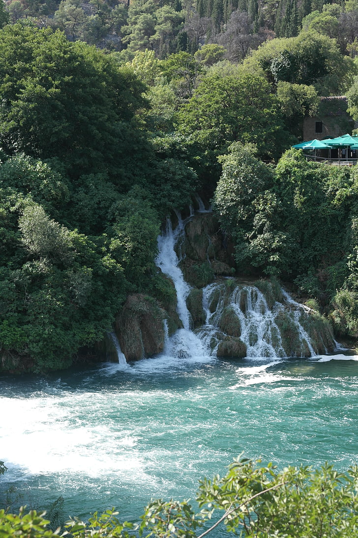 Wasserfall, Krka, Urlaub, Reise, Kroatien, Reinheit, Wasserfall