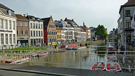 Gand, Belgique, architecture, canal, patrimoine, Gent