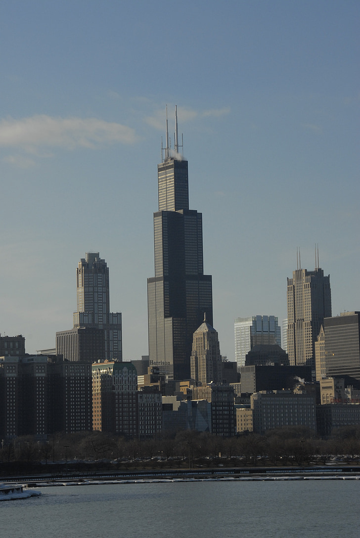 Willis tower, Willis, věž, Chicago, Centrum města, městský, Panoráma města