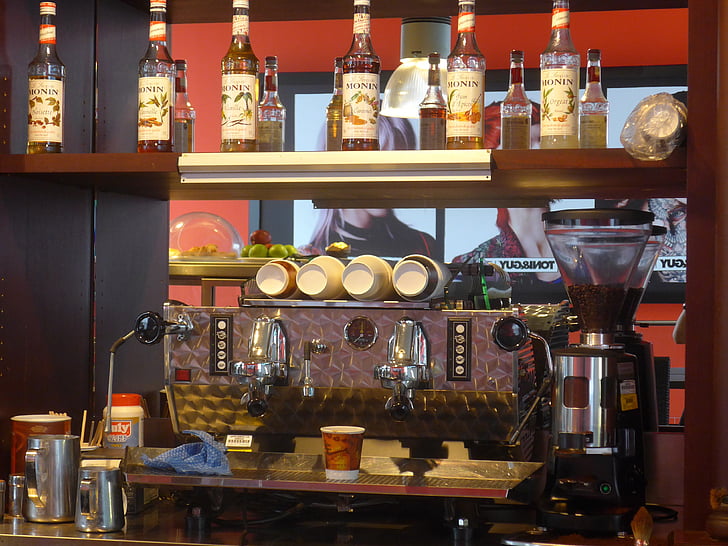 bar, local, counter, coffee machine