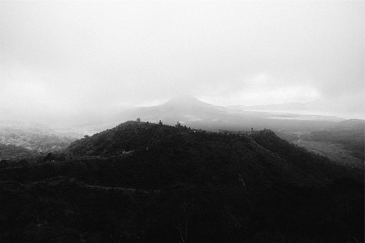 landscape, photograph, mountain, view, mountains, hills, black and white