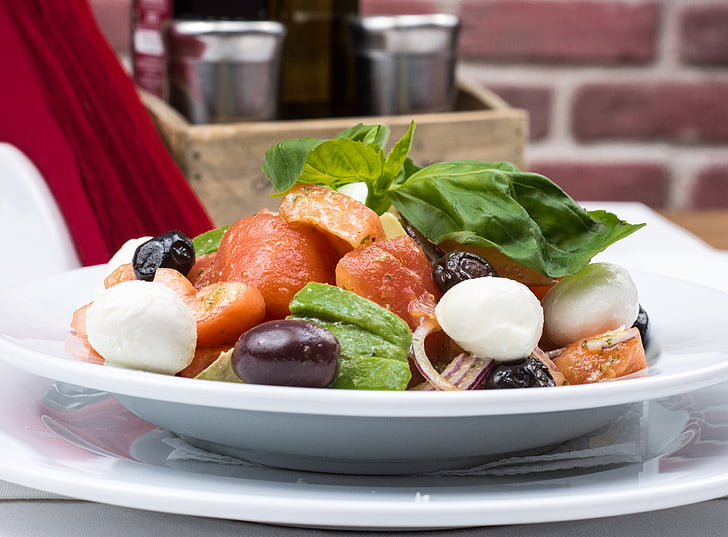 salada italiana, manjericão, salada, tomate, tomate cereja, vegetal, saudável