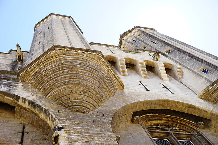 Palais des papes, budova, Architektura, rohové věže, obranná věž, Obrana, Avignon
