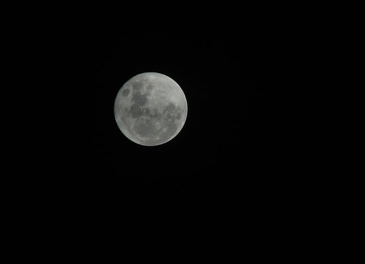 krug, siva, mjesec, tamno, noć, prostor, satelitska
