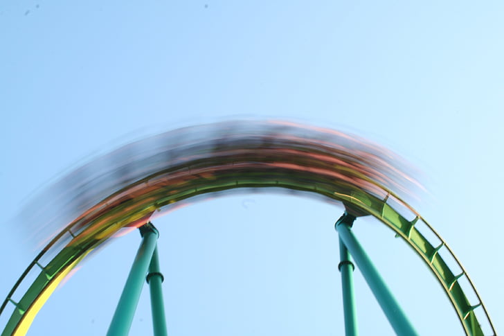 rollercoaster, fast, blur, ride, coaster, amusement, speed