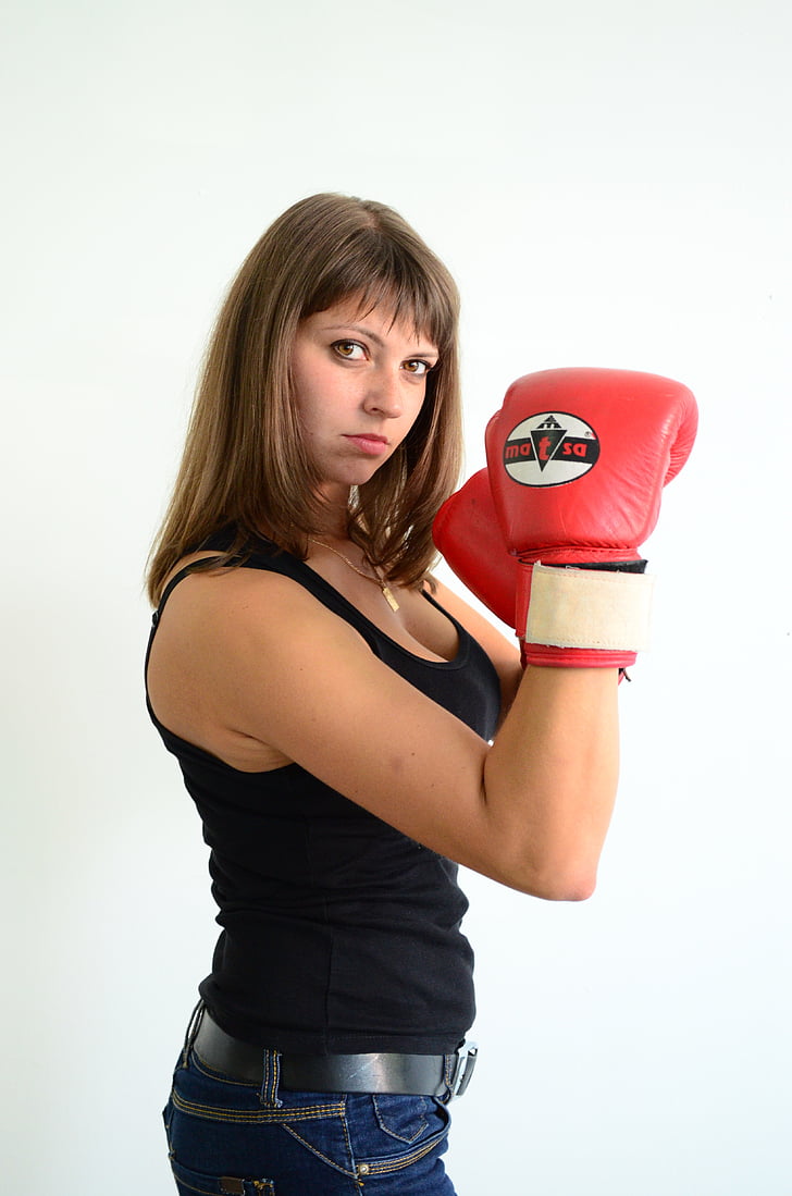 girl, gloves, sports, boxing