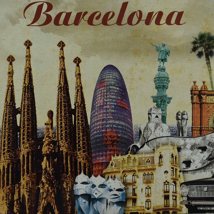 Barcelone, ville, Gaudi, sagrada familia, bâtiments, Parc guell, Christophe Colomb