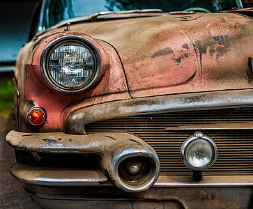 antique, car, headlight, vintage, rusty, transportation, outdoors