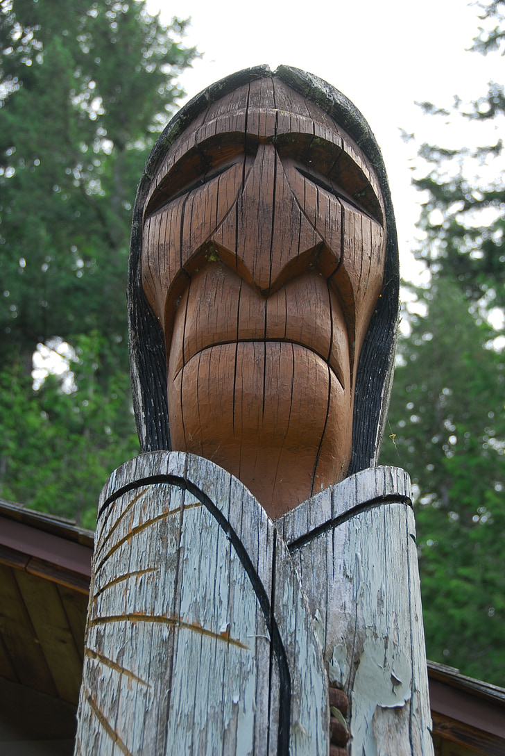 totem, Chief, hout, bos, bruin, native, hout - materiaal