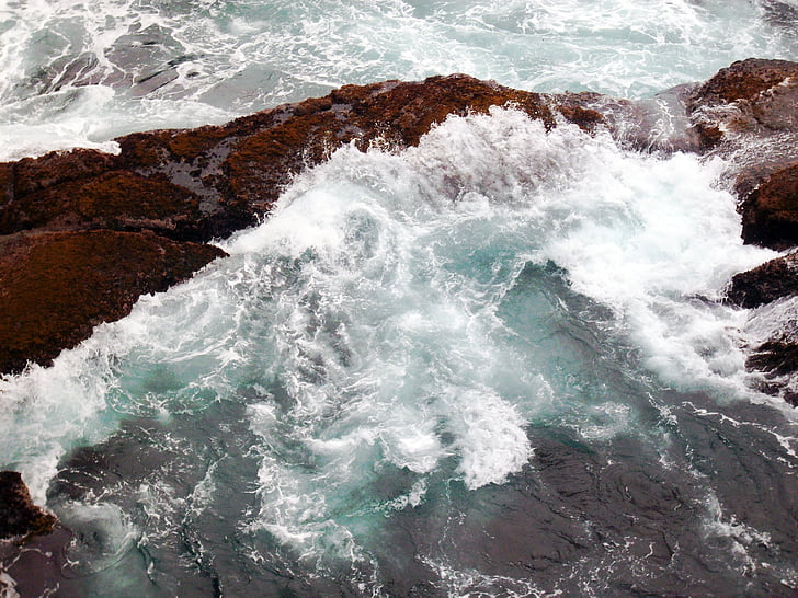 oceano, roccia, onda, acqua, mare, natura, all'aperto
