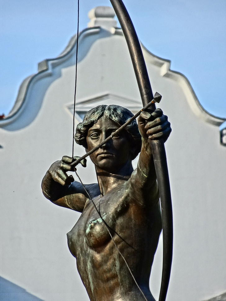 luczniczka, Bydgoszcz, statuen, skulptur, figur, kunstverk, Park