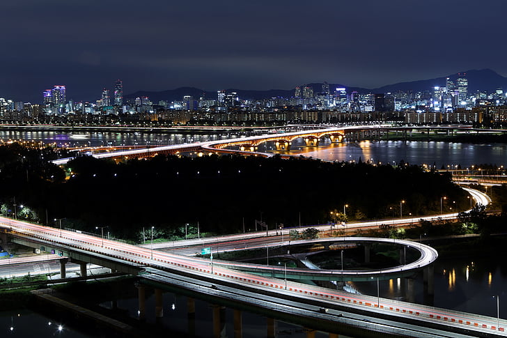 eungbongsan, Seongsu tiltas, vaizdas naktį
