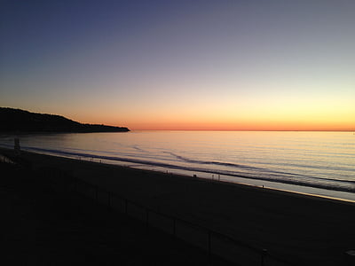 solnedgång, stranden, Palos verdes, kusten, siluett, skymning, stranden solnedgång